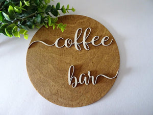 Holzschild coffee bar / Palisander / Nussbaum / Wanddeko